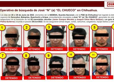 Suman 11 detenidos vinculados a célula de "El Chueco", ligado a asesinato de jesuitas