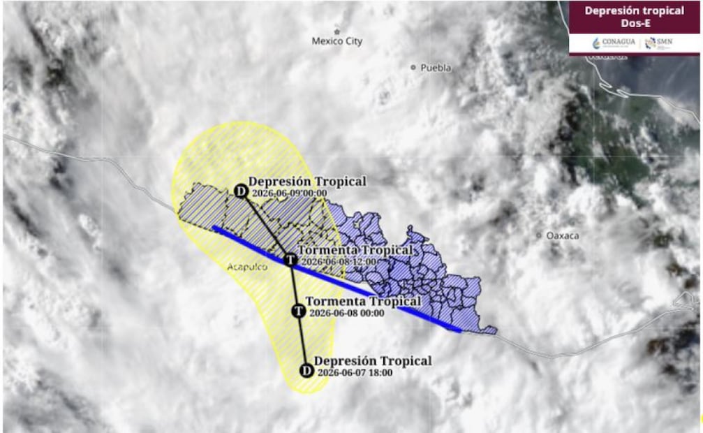 Imagen satelital del sistema meteorológico. Foto: SMN de la Conagua