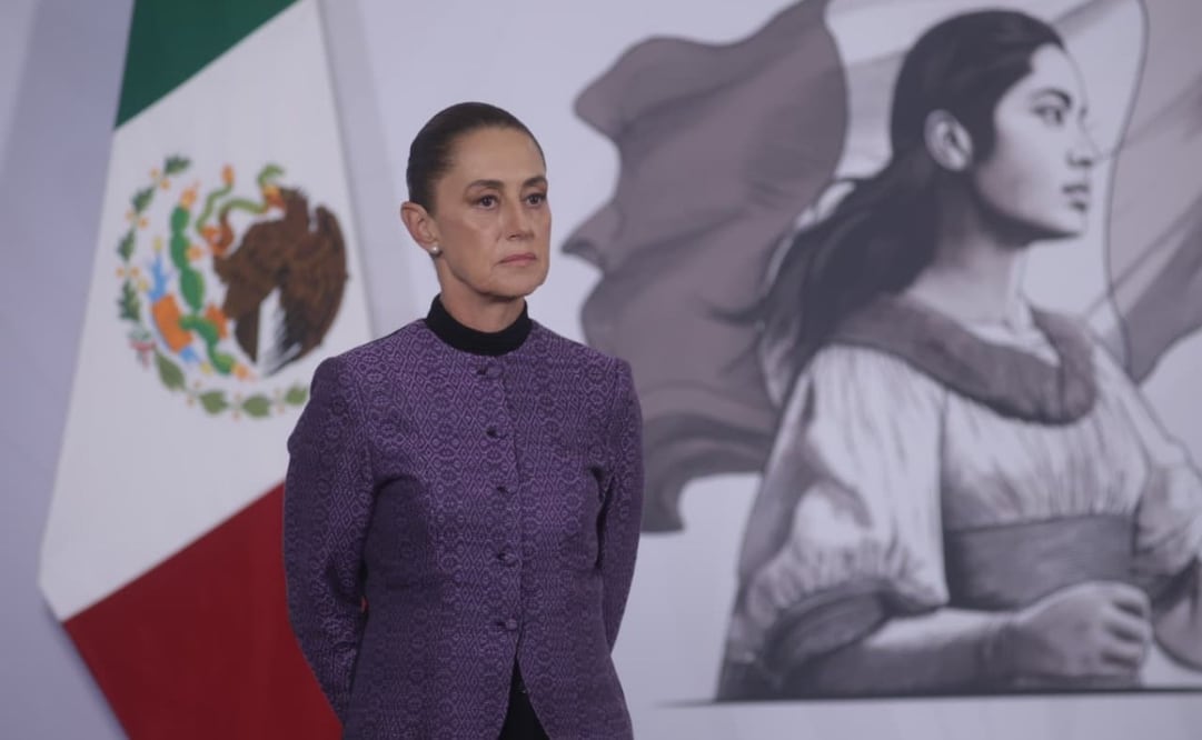 La presidenta Claudia Sheinbaum durante la mañanera del martes 20 de enero de 2026 en Palacio Nacional. Foto: Carlos Mejía/ EL UNIVERSAL