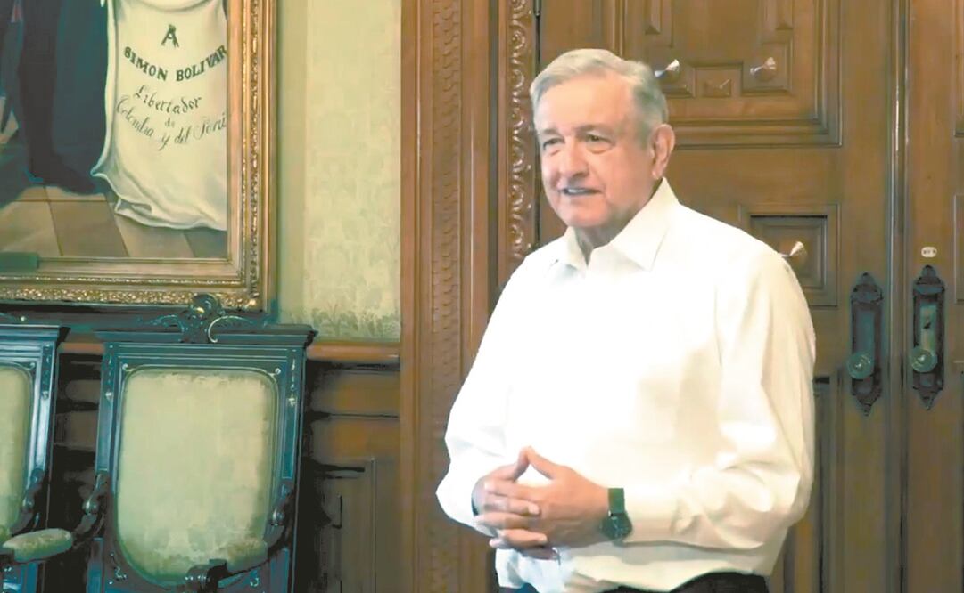 El video en el que el presidente Andrés Manuel López Obrador felicitó a Luis Arce fue grabado el viernes pero difundido ayer. Foto: TOMADA DE VIDEO