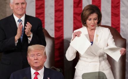 Nancy Pelosi rompe discurso de Trump