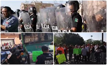 Granaderos desalojan a choferes y permisionarios de transporte en Aguascalientes