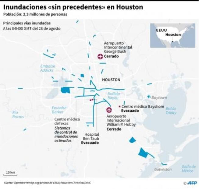 Houston se prepara para más inundaciones causadas por "Harvey"