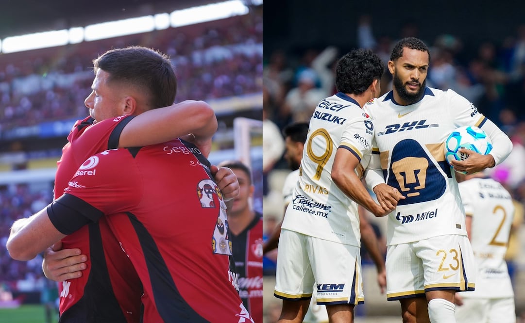 Atlas y Pumas en festejo de gol, durante la fase regular del Clausura 2026 - Fotos: Imago7