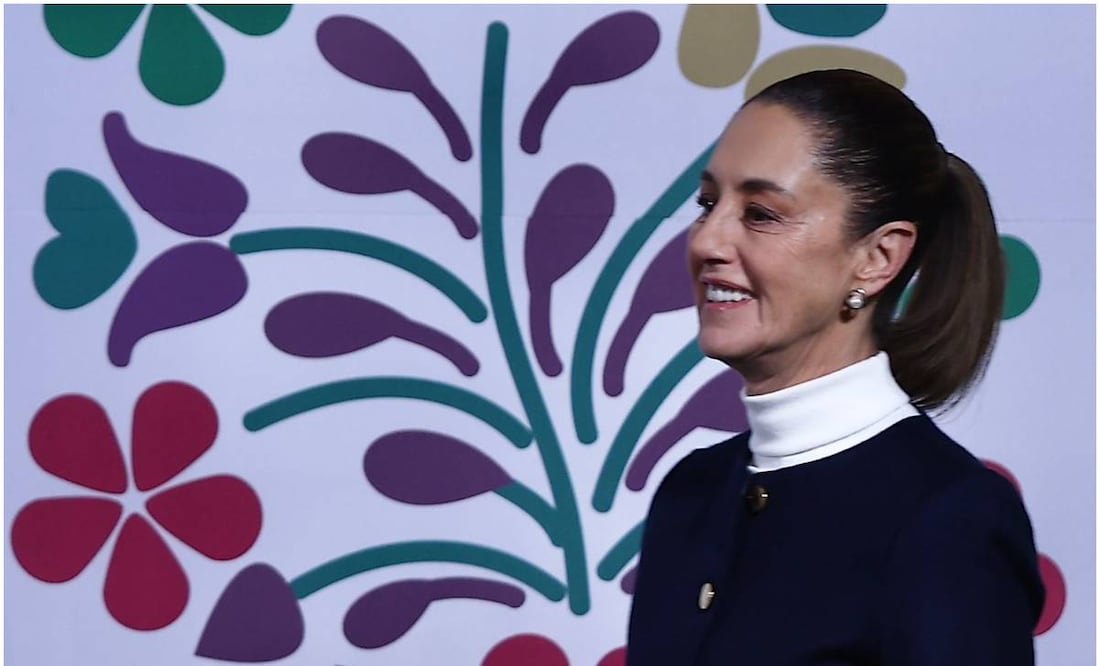 Claudia Sheinbaum, presidenta de México, durante su mañanera en Palacio Nacional, el 13 de enero del 2025. Foto: Berenice Fregoso / EL UNIVERSAL