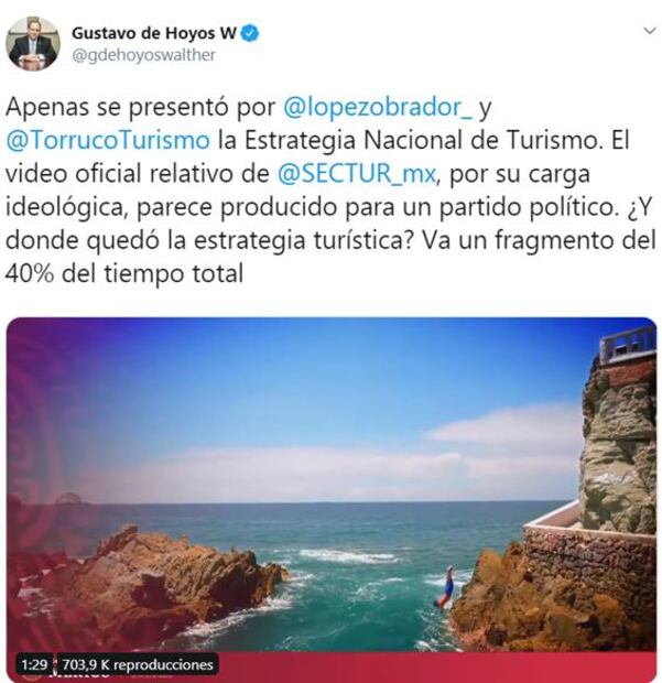 Critica De Hoyos spot de Sectur; Torruco revira