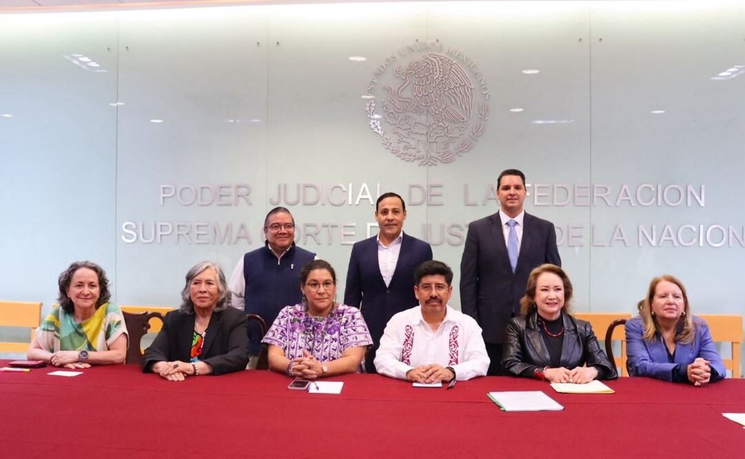 Los nueve ministros electos por voto popular en su tercera reunión de trabajo (12/8/25). Foto: Especial