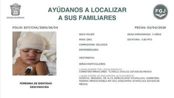 Fiscalía del Edomex busca a familiares de niña de 3 años, única sobreviviente de accidente en Chalco; la reportan delicada