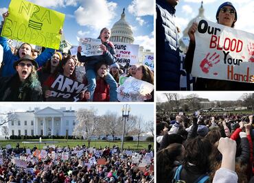 "¡Basta!": estudiantes marchan en EU para exigir control de armas