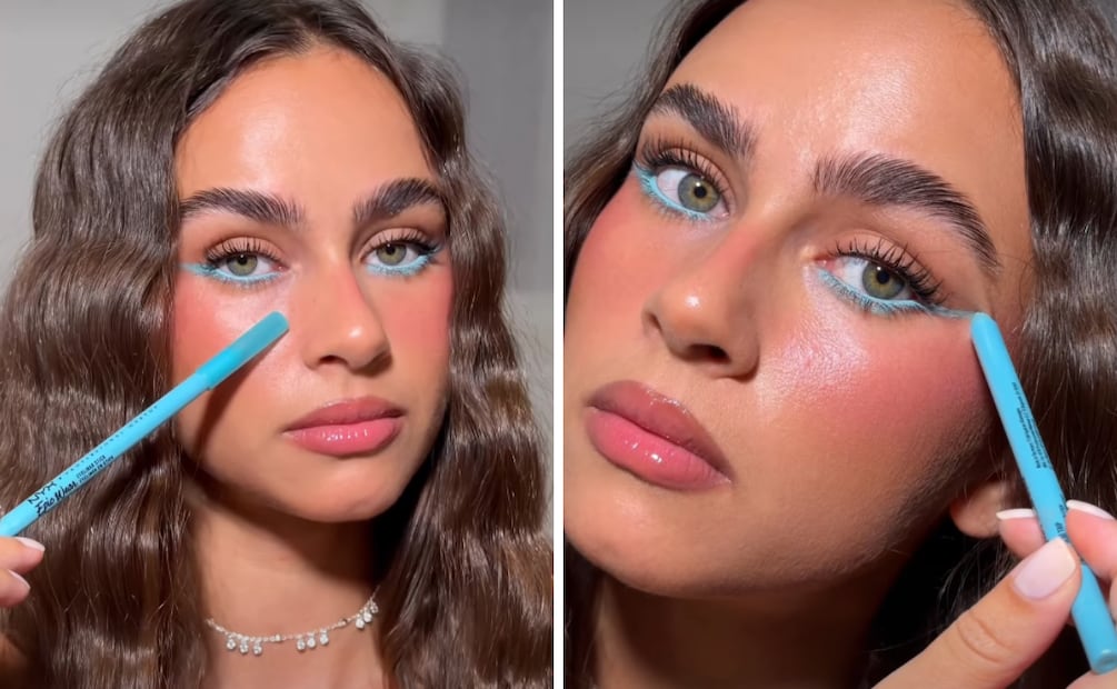 Eyeliner en tono azul. Foto: Instagram @tati.sru