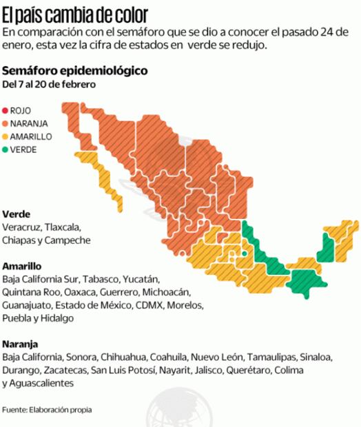 Domina naranja en 15 estados por Covid