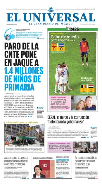 Portada impresa del 16 de junio
