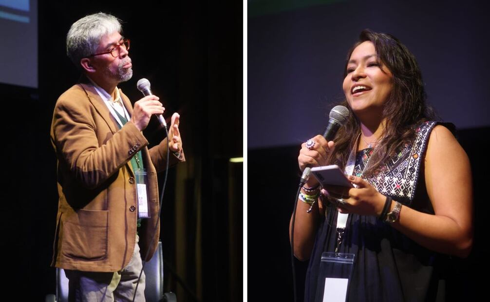 Emilio Godoy, jurado del Premio Nacional de Periodismo Científico (izquierda), y Nely Toche, presidenta de la Red-MPC (derecha), durante la clausura el Foro Hispanoamericano de Periodismo Científico. | Foto: Lucía Tellez Amador, Red Mexicana de Periodistas.