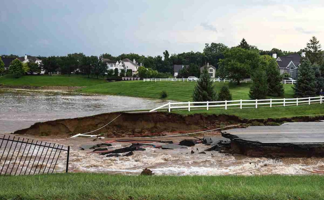 Esta foto, facilitada por Aaron Skillman, muestra inundaciones en Indianápolis, Indiana, el sábado 15 de agosto de 2026. Foto: AP