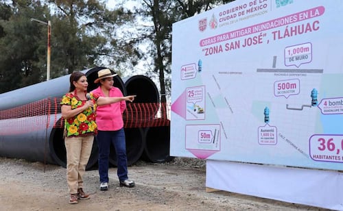 Clara Brugada supervisa obras para mitigar inundaciones en San José, Tláhuac; inversión asciende a 256 mdp