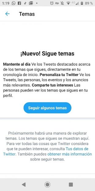Los temas de Twitter ya están disponibles en español