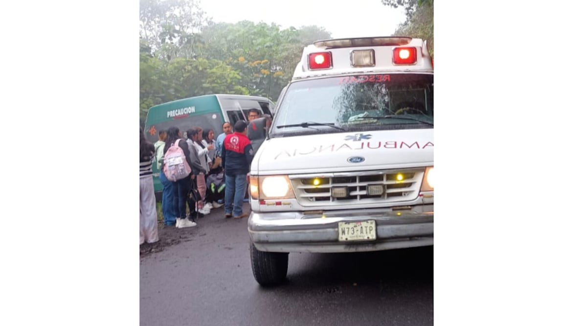 Al menos 12 personas resultan lesionadas tras accidente de unidad de transporte público en Tlanchinol, Hidalgo. (Foto: especial)