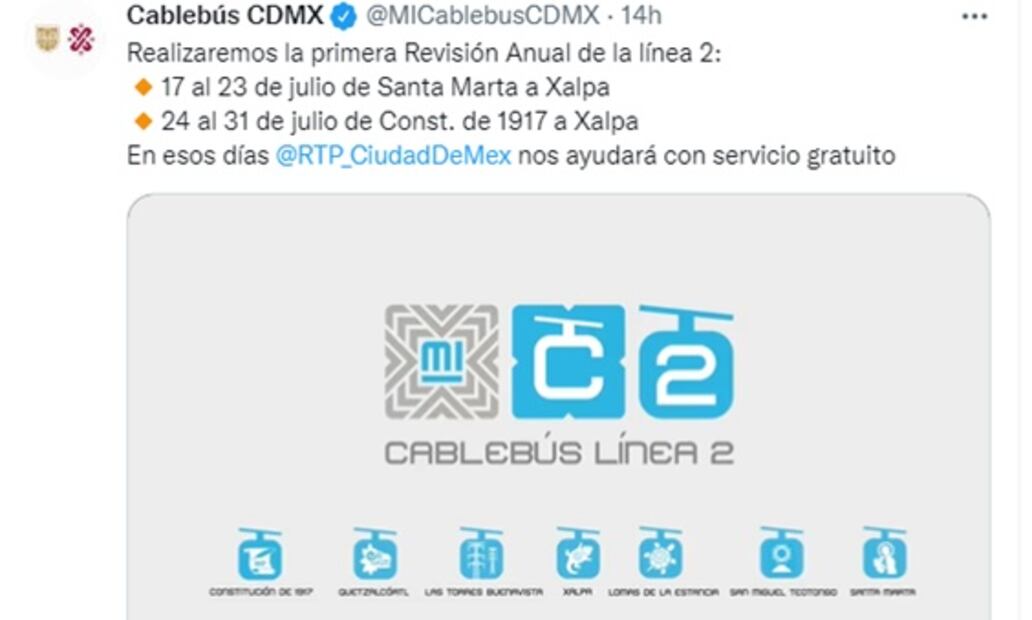 Estos días van a cerrar la Línea 2 del Cablebús; te damos alternativas