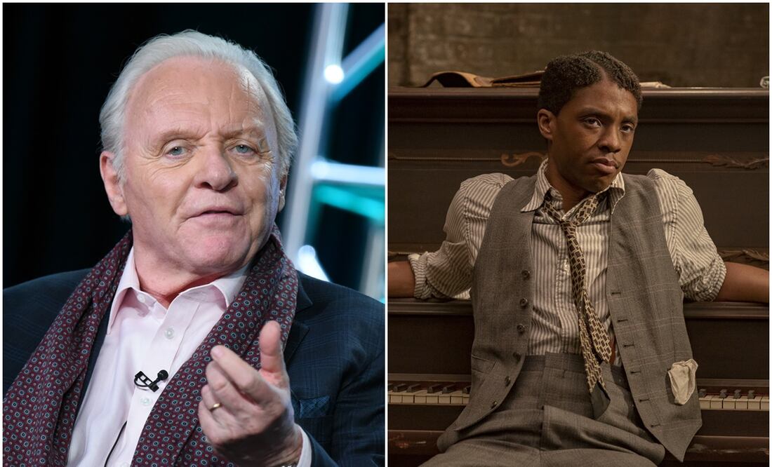 Anthony Hopkins y Chadwick Boseman. Fotos: AP