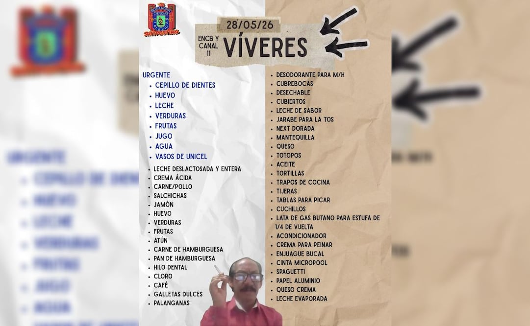 Víveres para estudiantes del Instituto Politécnico Nacional (IPN). Foto: Facebook @encbshitposting