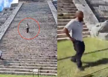 Turista se sube a castillo principal de Chichén Itzá; podría recibir multa de 100 mil pesos