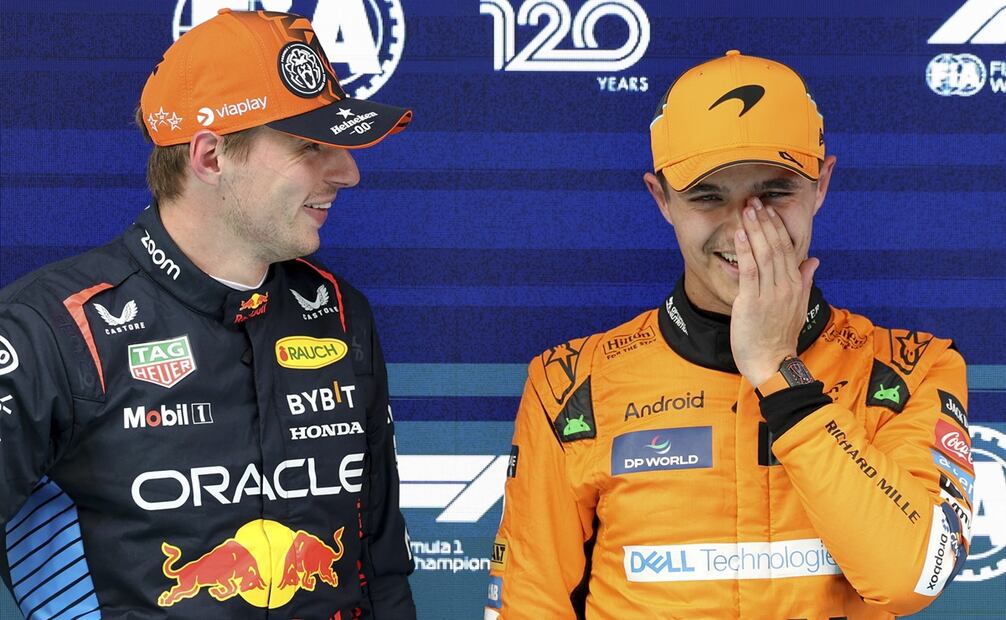 Max Verstappen y Lando Norris, tras la clasificación del Gran Premio de España - Foto: AP