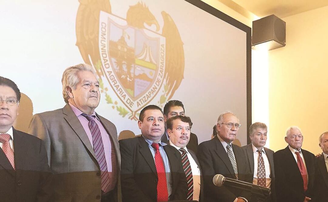 En conferencia de prensa, comuneros de Atizapan de Zaragoza reclamaron el pago y restitución de las hectáreas, ubicadas en su mayoría en Zona Esmeralda./Rebeca Jiménez - EL UNIVERSAL