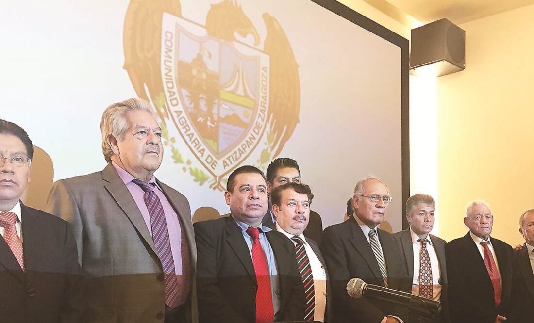 En conferencia de prensa, comuneros de Atizapan de Zaragoza reclamaron el pago y restitución de las hectáreas, ubicadas en su mayoría en Zona Esmeralda./Rebeca Jiménez - EL UNIVERSAL