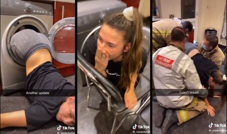 Por cumplir challenge de TikTok quedó atrapada en la secadora 