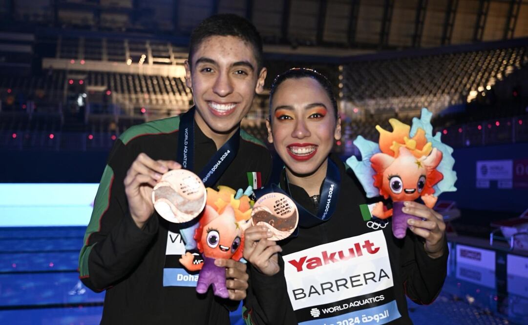 Los mexicanos Miranda Barrera y Diego Villalobos ganan histórica medalla de bronce en natación artística