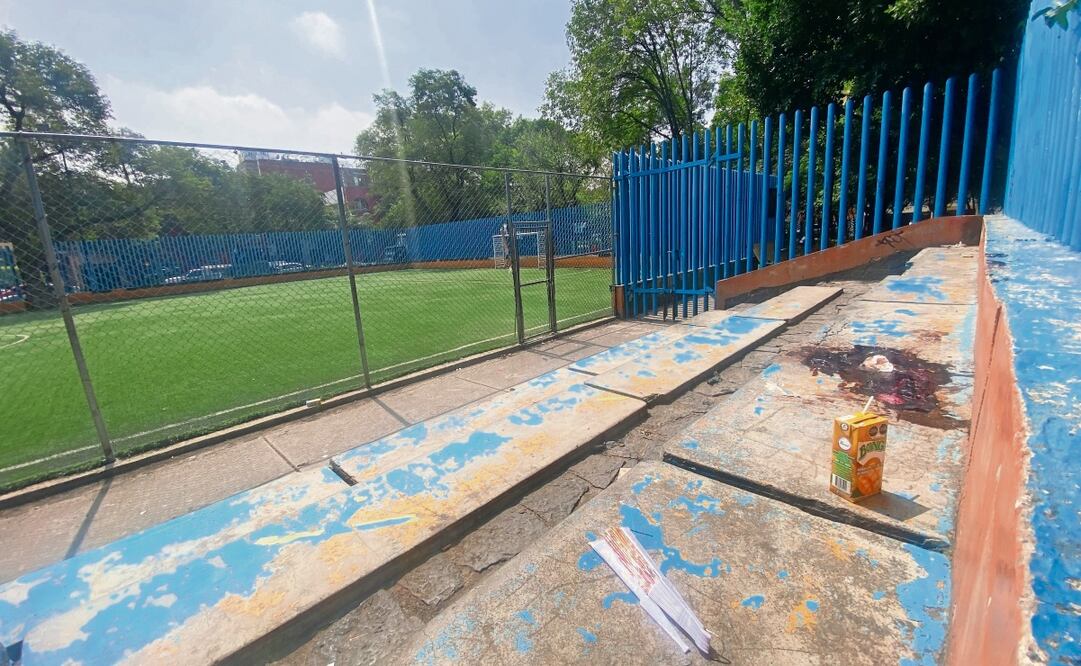 Las actividades en el parque transcurrieron con normalidad, en el campo de futbol aún se apreciaba una mancha de sangre. Foto: Juan Carlos Williams | El Universal