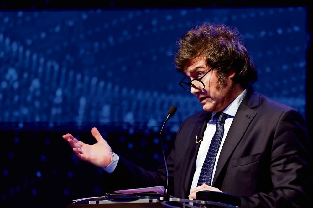 Javier Milei en su participación en el debate. Foto: Tomas F. Cuesta | AP