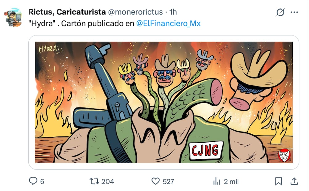 El Mencho protagoniza los cartones de la prensa nacional tras bloqueos en México. foto: Captura de pantalla