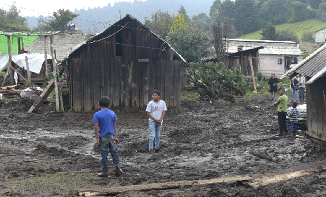 Una tromba azotó la comunidad de Santa Lucía, en Ocuilan, Estado de México, el 7 de julio de 2025. Foto: Alejandro Vargas/EL UNIVERSAL
