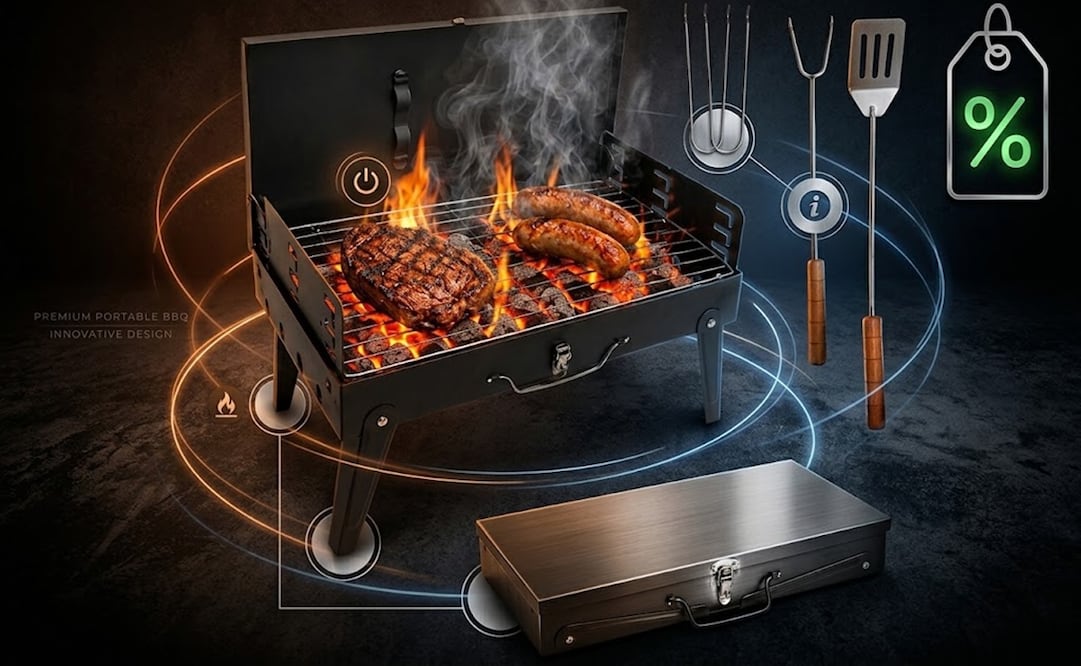 El asador está fabricado con acero y hierro fundido. Foto: IA