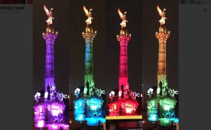 Iluminan Ángel de la Independencia con colores de la bandera gay