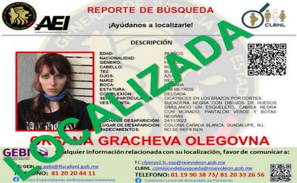 Localizan con vida a Oksana Gracheva Olegovna, rusa desaparecida en Monterrey