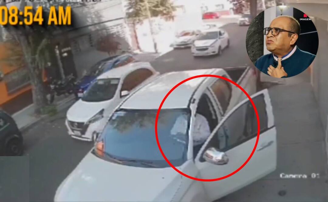 Tripulantes del auto blanco dispara contra Juan Pablo Izquierdo Medina ( señalado con un circulo rojo) Foto: Captura de pantalla.