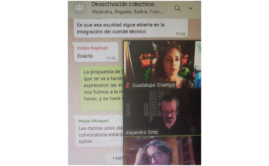 Imagen del chat "Desactivación colectivos" de la Secretaría de Cultura. Foto: Especial