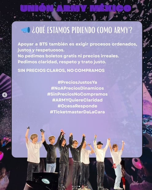 Peticiones de Unión ARMY México. Foto: Instagram @btsmexicoborahaeworld