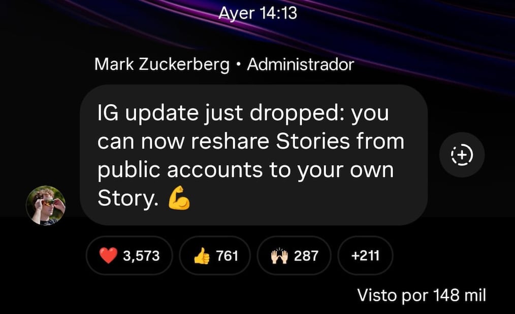 Así puedes compartir historias de cuentas públicas en Instagram. Imagen: captura de pantalla