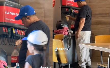 TikTok: Hombre se toma en serio "refill" de restaurante y llena su envase de 2 litros