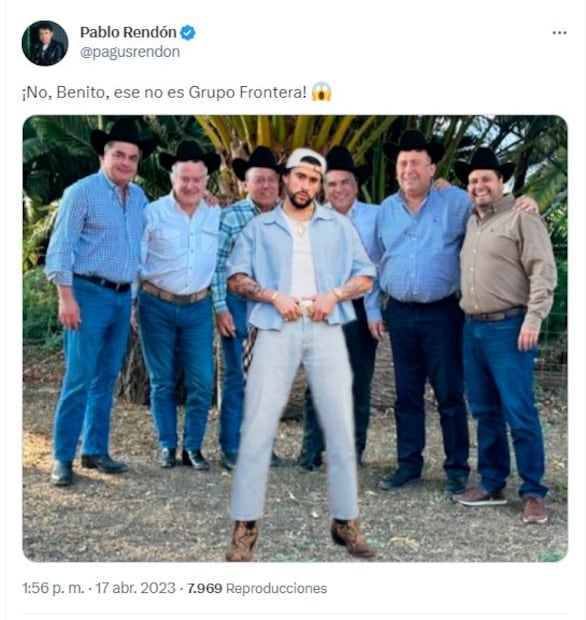 Meme de Bad Bunny y Grupo Frontera