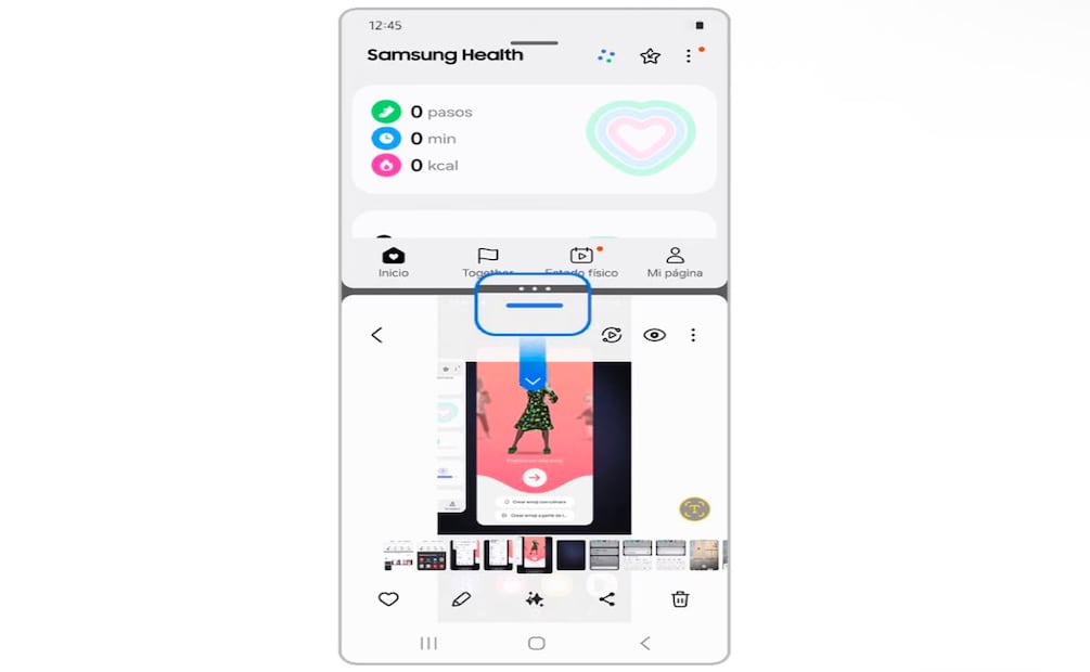 La pantalla dividida permite visualizar múltiples aplicaciones. Foto: Samsung