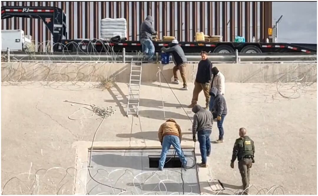 El túnel fue encontrado el pasado 10 de enero sobre el bordo del río Bravo en Ciudad Juárez frente a la Plaza de la Mexicanidad (16/01/2025). Foto: Especial