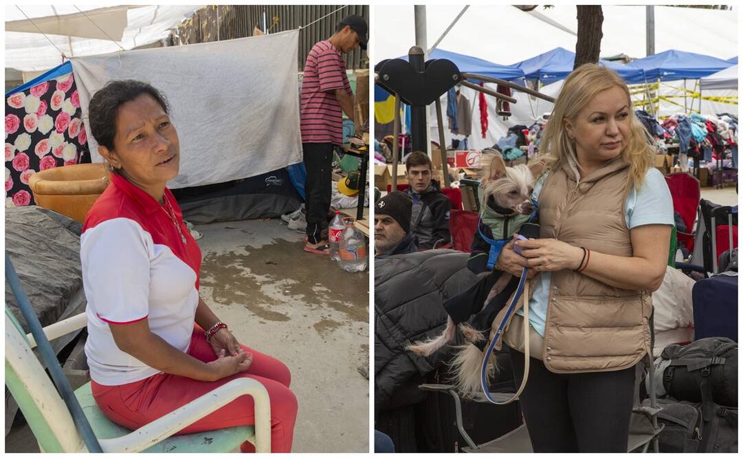 Francisca vive en una casa de campaña improvisada, en espera de su turno para pedir asilo. Los ucranianos son recibidos en el aeropuerto y llevados a un albergue con comida y camas. Fotos: Aimee Melo/ EL UNIVERSAL.