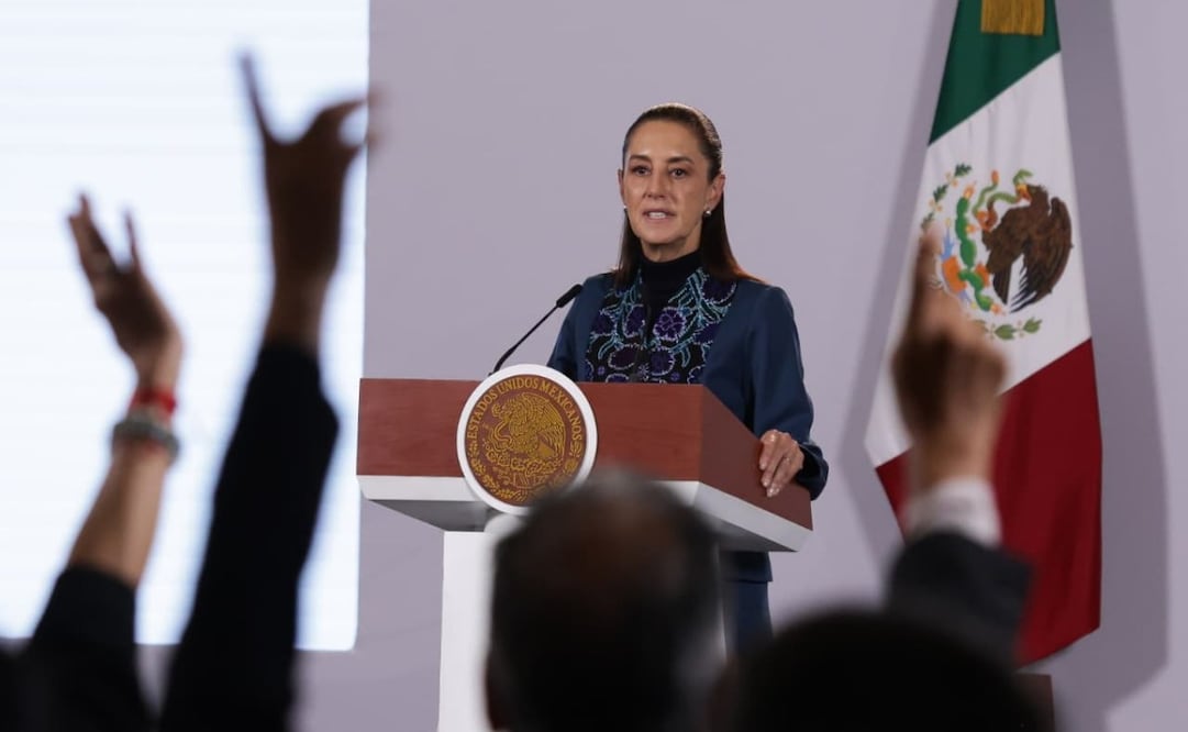 La presidenta Claudia Sheinbaum en la “Mañanera del Pueblo” del 23 de septiembre de 2026 en Palacio Nacional. Foto: Carlos Mejía/ EL UNIVERSAL