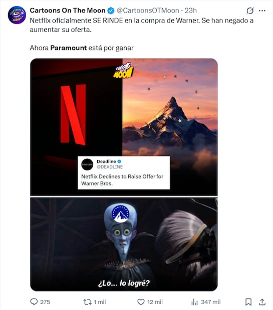 Retiro de oferta financiera de Netflix por la compañía de Warner Bros desata ola de memes en redes sociales, usuarios no perdonan. Foto: Captura de pantalla