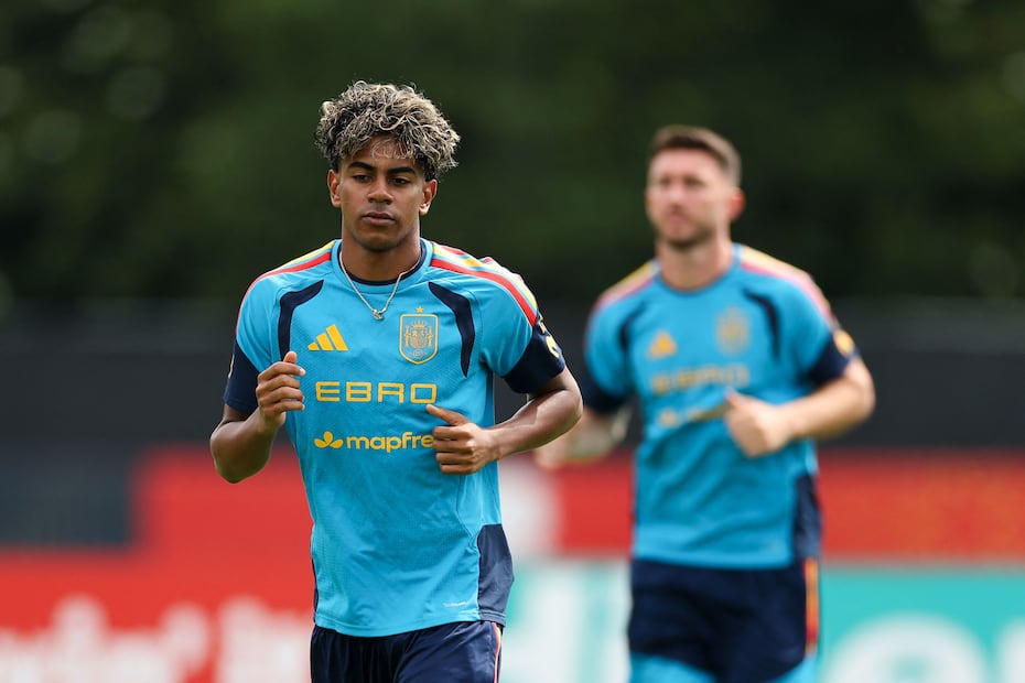 Lamine Yamal en entrenamiento con la selección de España, durante el Mundial de 2026 - Foto: AFP