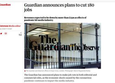 El periódico The Guardian suprimirá 180 empleos